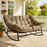 Oversized 2-Person Papasan Rocking Patio Loveseat with Thick Cushion by Ebern Designs