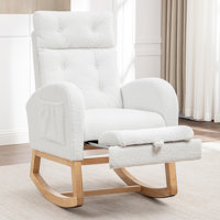 Nursing Rocking Chair with Footrest, Modern Nursery Chair for Breastfeeding and Relaxing, Upholstered Glider with Head Support, High Back Ergonomic De