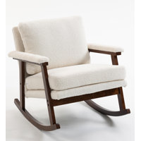 Mid Century Modern Accent Chair ,rocking Chair With Wood Frame, Upholstered Living Room Chairs