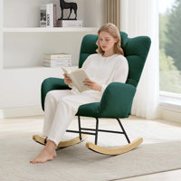 Upholstered Rocking Chair High Back Glider Rocker Teddy for Living Room by Mercer41