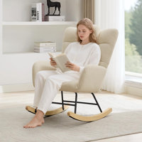 Upholstered Rocking Chair High Back Glider Rocker Teddy for Living Room
