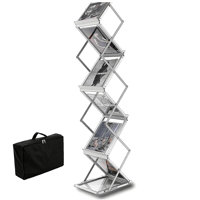 Literature Rack, 6 Pockets, Pop up Aluminum Magazine Rack, Lightweight Catalog Holder Stand w/Carrying Bag for Living Room, Hotel, Trade Show, Exhibit by Latitude Run