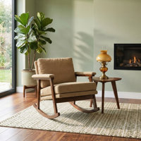 Modern Upholstered Accent Rocking Chair With Wooden Frame, High-Density Cushion, Removable Seat Cushion, Backrest & Armrest Pads