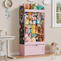 51.5"H Kids Toy Storage, Stuffed Animal Storage with Easel, Toy Organizer Cabinet with 2 DIY Blackboards & Movable Drawer for Kids Room, Playroom, Nur by Isabelle & Max
