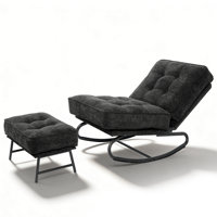 Upholstered Adjustable Recliner Lounge Chair with Ottoman, 30° Gentle Rocking Accent Chair