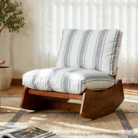 Chenille Upholstered Solid Wood Rocking Chair with Padded Seat and Back by Ebern Designs