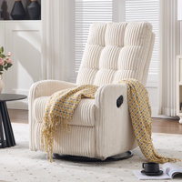 Swivel Recliner Chair, Corduroy Upholstered Rocking Chair With Side Pocket, Tufted Glider Recliner Chair With High Backrest & Footrest