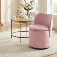 Velvet 360° Swivel Vanity Chair with Storage, Upholstered Makeup Chair with Backrest, Barrel Accent Chair for Bedroom Living Room Dining Room