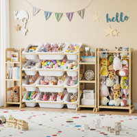 Toy Storage Organizer With 12 Bins, Toy Organizers And Storage With 6 Shelves And Bookshelf For Playroom, Bedroom, Nursery
