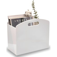 White magazine rack - acrylic magazine rack floor, newspaper rack with handle by Ebern Designs