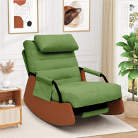 Nursery Rocking Chairs with Soft Seat and Headrest,Corduroy Fabric Accent Chair with Side Pocket,Glider Rocking Chair for Bedroom/Living Room/Nursery