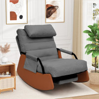 Nursery Rocking Chairs with Soft Seat and Headrest,Corduroy Fabric Accent Chair with Side Pocket,Glider Rocking Chair for Bedroom/Living Room/Nursery