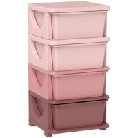 Pink 30" 4-Tier Kids Storage Dresser Tower with 4 Drawers
