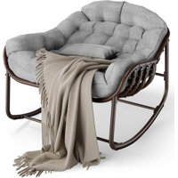 Oversized Papasan Patio Rocking Egg Chair, 450 Lbs Capacity