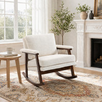 28.7" W Velvet Upholstered Mid-Century Modern Rocking Chair with Wood Frame