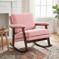 28.7" W Velvet Upholstered Mid-Century Modern Rocking Chair with Wood Frame by George Oliver