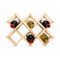 10-Bottle Expandable Wooden Wine Rack, Foldable Countertop & Cabinet Wine Bottle Storage Organizer, Natural Wood Wine Holder for Kitchen, Pantry, Bar