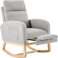 Nursery Glider Rocking Chair with Footrest, Upholstered Rocker with High Back, Solid Wood Legs & Side Pockets, Accent Chair for Nursery, Living Room &