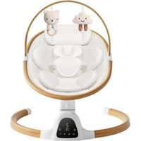 Baby Swing for Infants,5 Speeds,10 Lullabies,5-Point Harness,Electric Rocking Chair for Toddlers with Bluetooth,Remote Control,Touch Panel,Beige