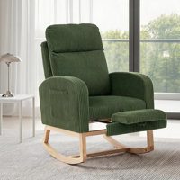Upholstered Nursery Rocking Chair with Footrest & Side Pocket