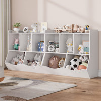 2 Pack Kids Cubby Toy Bookcase Storage Organizer Cabinet, Multi Shelf Bookshelf for Playroom Bedroom Hallway Book Toy Storage