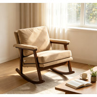 Mid-Century Modern Accent Rocking Chair with High-Density Sponge Nursery Glider Rocker Armchair with Solid Wood Legs, Comfortable Upholstered Reading by George Oliver