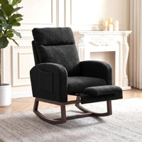 Ergonomic High Back Nursery Rocking Chair with Adjustable Footrest