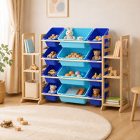 Kids toy storage organizer with 6 shelves and 12 removable bins, multi-purpose bookshelf storage case for tidy bedroom, playroom and nursery decoratio by GzoogHome
