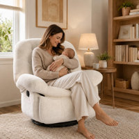 Swivel Rocker Recliner Chair For Living Room Nursery, Chenille Fabric, 360 Degree Swivel, Gentle Rocking, Side Pockets & Footrest, Recline Up To 135 D