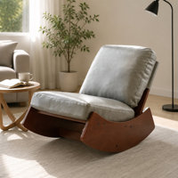 Upholstered Glider Rocking Chair, Faux Leather, Solid Wood Frame by George Oliver