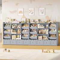 Toy Storage & Bookshelf Organizer 2-Pack - Double the Storage, Double the Fun, 8 Drawers + 6 Cubes + 12 Bins for Playroom Organization