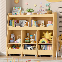 Toy Storage Organizer with Movable Drawers, Toy Organizer for Kids| Toy Organizer with Wheels, Kids Bookshelf and Toy Chest Storage, Stuffed Animal St