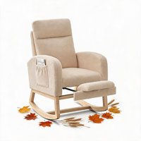 Rocking Chair Nursery, Comfy Glider Rocking Chair with High Back, Foot Pedal and Side Pocket, Modern Upholstered Accent 300 LBS Rocking Chairs for Rea