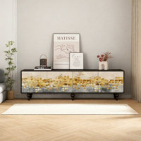 Solid Pine Wood TV Stand with Storage Cabinets by Wu