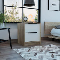 Eter Nightstand, Superior Top, Two Drawers and Open Shelf by Wade Logan