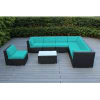 Billyjo Wicker 7 - Person Seating Group with Cushions - No Assembly by Latitude Run