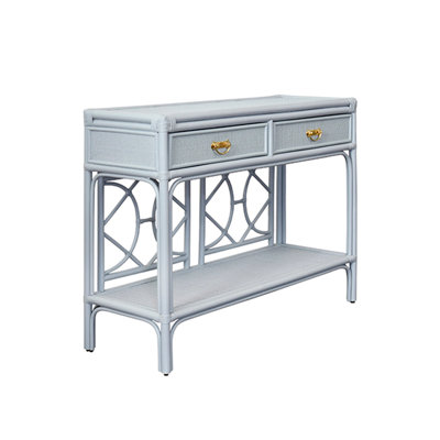 Two Drawer Console with Decorative Back Rattan by Worlds Away