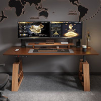 Black Walnut Color Rectangular Hight adjustable Solid Wood + Steel desk by Wren Decors
