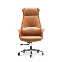 Adjustable Genuine Leather + Faux Leather + Aluminium Alloy Office Chair by Wren Decors