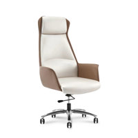 Adjustable Genuine Leather + Faux Leather + Aluminium Alloy Office Chair by Wren Decors