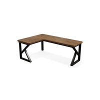 Brown L-Shaped Solid Wood desk by Wren Decors