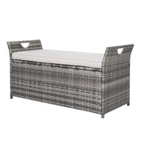 Patio 33 Gal. PE Wicker Storage Bench With Cushion