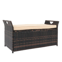 Patio 33 Gal. PE Wicker Storage Bench With Cushion by Winado