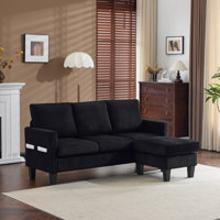 68.5 In. W Square Arm Corduroy L-Shaped 3-Seat Sofa With Storage Ottoman by Winado