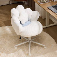 Teddy Fleece Desk Chair Swivel Chair Accent Chair Vanity Chair With Star Lumbar Pillow by Winado