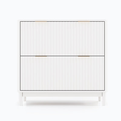 2 Drawer Fluted Wooden File Cabinet Wide Drawer Design by Winado