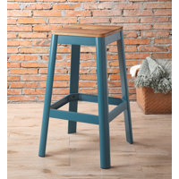 Mee 30" Armless Bar Stool in White by Williston Forge