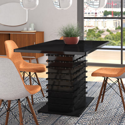 Cayleb 54" Wood Wave Design Dining Room Kitchen Table by Wade Logan