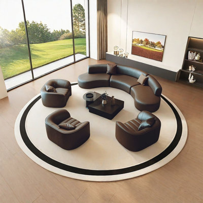 Curved semi-circle brown corner sofa by Walkoly