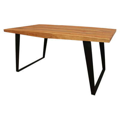 Ziyue Dining Table in Modern Natural Finish on Solid Wood with Iron Base by 17 Stories